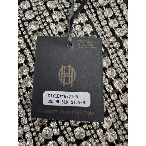 NEW Crystal Waterfall Fringe HOUSE OF HARLOW 1960 Black Tote Shoulder Purse NWT - Picture 10 of 11